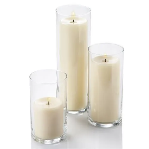 Trio of Cylinder Candle Vases for Hire
