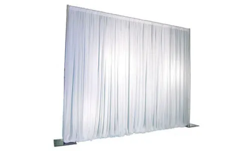 White Satin Effect Pleated Curtain Backdrop Hire