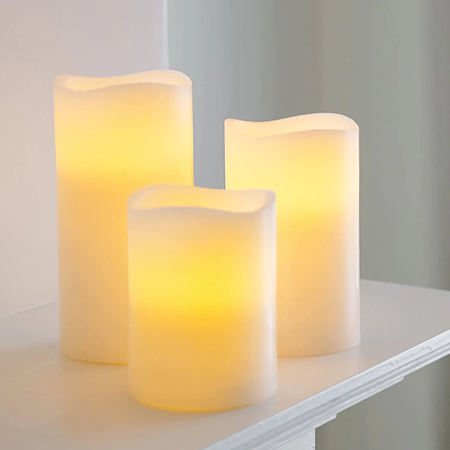 Trio of LED Pillar Candles for Hire