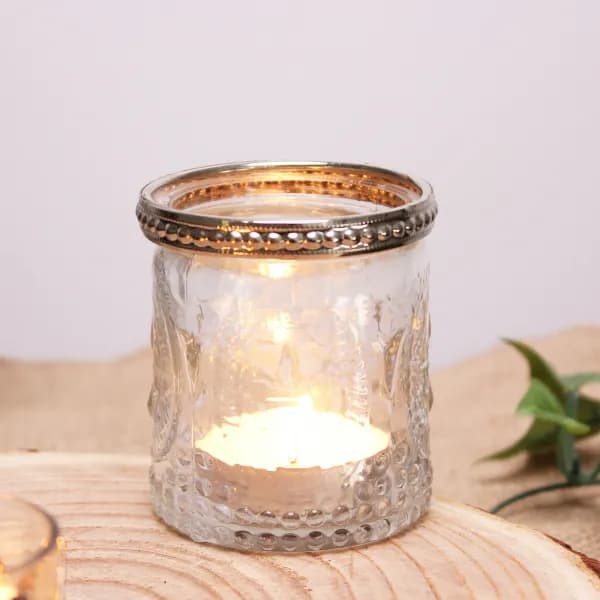 Vintage Cylinder Votive With Metal Rim Hire