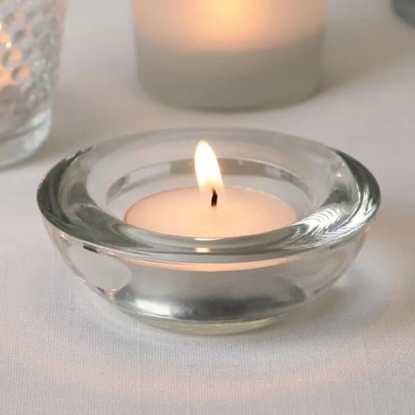 Round Glass Tea Light Holder For Hire