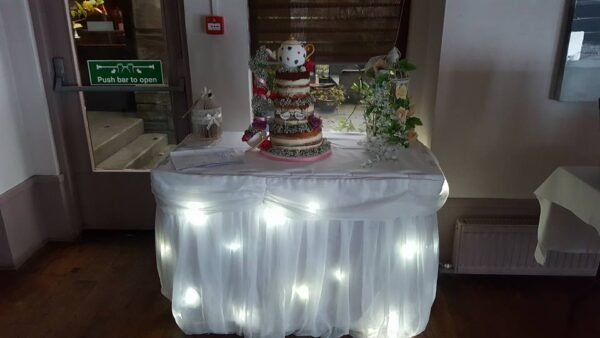 White Starlight Cake Table Skirt For Hire