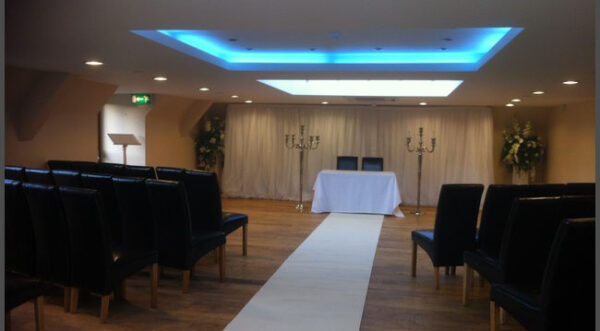 White Satin Effect Pleated Curtain Backdrop Hire - Image 2