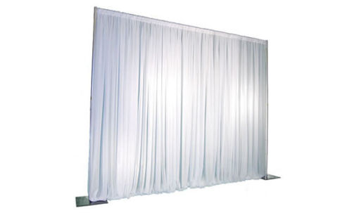 White Satin Effect Pleated Curtain Backdrop Hire