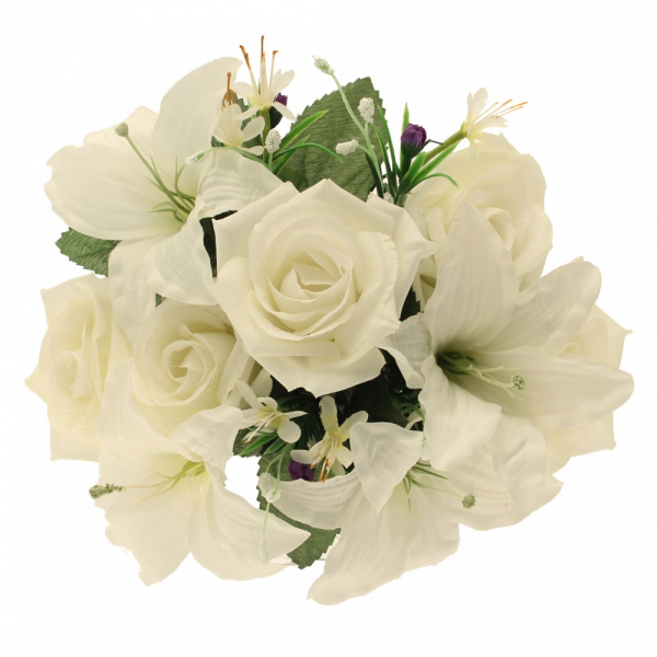 Cream Tiger Lily & Rose Bunch For Hire