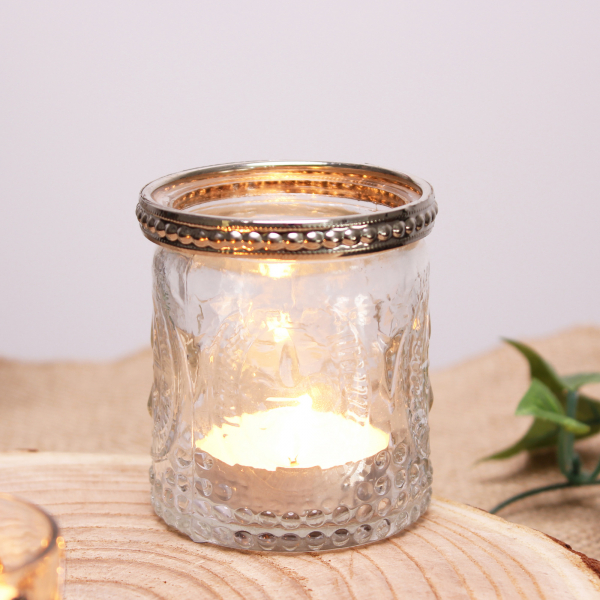 7cm Tea light holder with metal rim