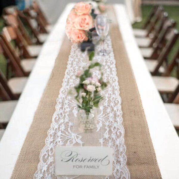 Hessian & Lace Table Runner