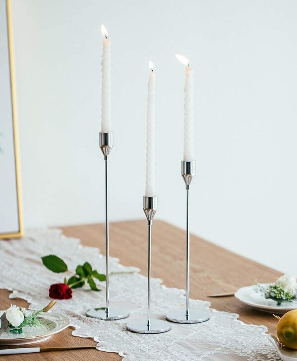Trio of taper candle holder hire