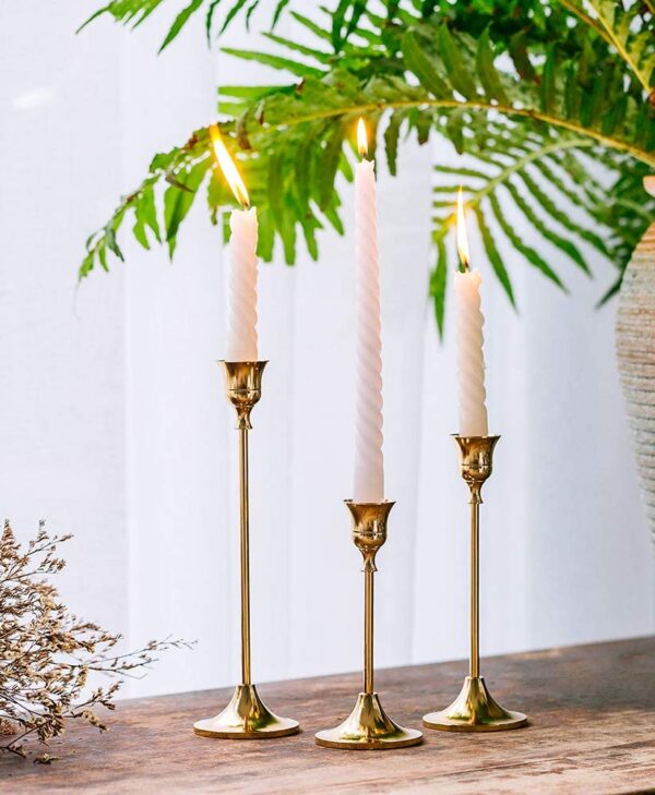 Trio of taper candle holder hire